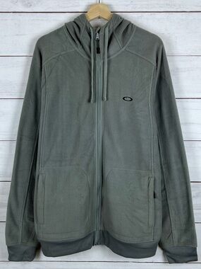 Vintage Y2K Oakley Hoodie Men's XL Gray Fleece Jacket Full Zip